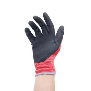 15G Rouge Nylon Et Spandex Noir Nitrile Ultra Mince Mousse Finition Enduit Gants