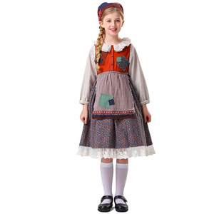 Vestido de sirvienta pastoral para el Día del Niño, falda de encaje con cuello festoneado para niñas, disfraz de niña de las flores - Product Image 5