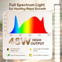 Lampe de culture verticale intelligente pour jardin, large zone d'éclairage, 48W, sur pied, pour plantes d'intérieur, spectre complet