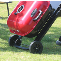 Barbecue au gaz pliable rouge portable avec table latérale et roues, barbecue d'extérieur de haute qualité
