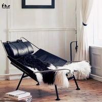 Designer danois Wabisabi Style chaise inclinable créatif minimaliste tissé à la main en bois chaise de loisirs drapeau médiéval corde pour chambre