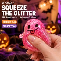 Jouet anti-stress TONGXIN en TPR translucide à rebond lent, motif fantôme scintillant pour Halloween, lot de 12 pièces, idéal pour les fêtes