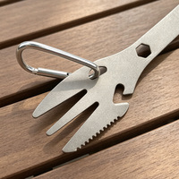 Fourchette-cuillère en titane pur, couverts de camping portables multifonctionnels avec ouvre-bouteille pour pique-niques - Design minimaliste moderne