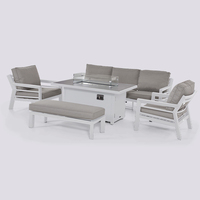 Ensemble de canapés modulables Rectangle en alun Salle à manger décontractée Cheminée Table basse Canapé 3 places et 2 fauteuils Meubles de jardin d'extérieur