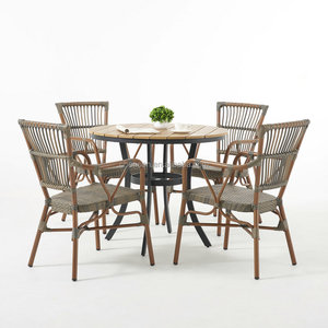 Muebles de Patio, Silla de Mimbre de Ratán con Respaldo Alto, Juego de Mesa de Comedor Redonda, 4 Juegos de Sillas de Jardín para Exteriores - Product Image 6