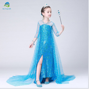 Envío rápido princesa elegante vestido <span class=keywords><strong>de</strong></span> lentejuelas <span class=keywords><strong>de</strong></span> cola larga 2020 <span class=keywords><strong>Elsa</strong></span> <span class=keywords><strong>Anna</strong></span> vestido - Product Image 3