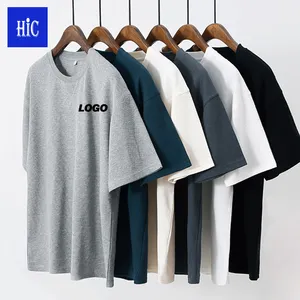 2022 most popular 220G Cotton custom high quality blank Men's T-shirt Waffiet Drop Shoulder Plain T Shirt For Men