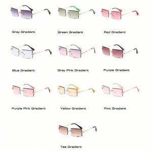 Vente en gros de lunettes de soleil carrées sans monture personnalisées pour hommes, lunettes de soleil rectangulaires dégradées pour femmes - Product Image 6