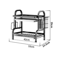 Égouttoir à vaisselle double niveau moderne en acier inoxydable/fer, non pliable, pour cuisine domestique, avec porte-ustensiles multifonctionnel