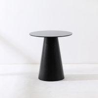 Vente en gros d'usine de meubles d'intérieur modernes Dia80cm 4 places Plateau en verre Table de restaurant ronde noire pour café