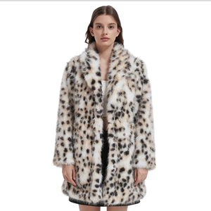 New European and American style women's leopard print <b>faux</b> <b>fur</b> coat, winter warm long-sleeved mid-length <b>faux</b> <b>fur</b> <b>cardigan</b> coat - Product Image 1