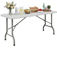 Table pliante en plastique rectangulaire, portable, pour banquets, robuste, pour pique-niques, camping, bureau, événements en plein air, expositions, mobilier