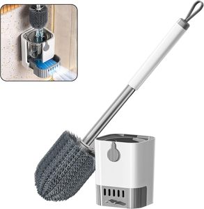 Brosse de nettoyage WC murale en TPR souple avec support – Brosse de toilette en silicone pour salle de bain - Product Image 1