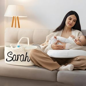 Organizador de Pañales Personalizado <span class=keywords><strong>con</strong></span> <span class=keywords><strong>Nombre</strong></span>, Cesta de Almacenamiento de Cuerda de Algodón para Artículos Esenciales del Bebé, para Niños y Niñas - Product Image 5