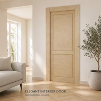Porte intérieure en chêne clair, style Shaker à 2 panneaux, panneaux encastrés, grain de bois naturel, porte moderne sur mesure pour maison et appartement