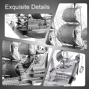 Piececool QUEEN ANNE'<span class=keywords><strong>S</strong></span> <span class=keywords><strong>REVENGE</strong></span> HP038-<span class=keywords><strong>S</strong></span>, jouet éducatif en métal, puzzle 3D en métal pour adultes - Product Image 3