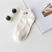 Chaussettes en coton respirant dessin animé mignon ours chaussettes blanches femme femmes fille Lolita été chaussettes minces