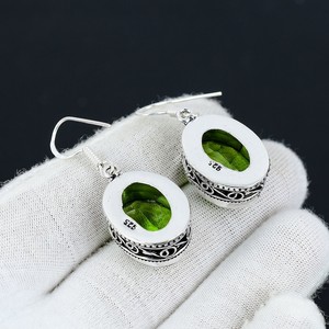 New Fashion Design Women's & Girls' 925 Solid Sterling <b>Silver</b> <b>Drop</b> <b>Earrings</b> Handmade Gemstone Spinner Peridot Simple yet Trendy - Product Image 4