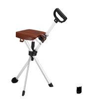 Canne de marche pliante avec siège en cuir PU et poignée en liège, tige en alliage d'aluminium, verrouillage rapide, tabouret de soutien portable pour la randonnée, design moderne