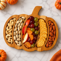 Plateau décoratif d'Halloween et de Thanksgiving, planches à fromage et charcuterie, plat de service en bois d'acacia en forme de citrouille