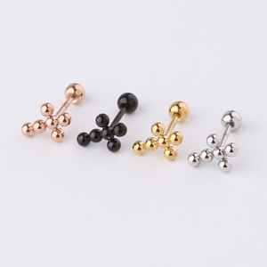 Pendientes de Titanio con Cruz para Piercing Labret, Joyería Corporal con Rosca Interna, Chapado en Oro de 18K, para Cartílago, Labio, Joyería de Boda - Product Image 1