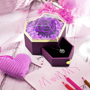 HIPIE New Design Ewige Rose Blume Geschenke Box Schmuck Ring Halskette Verpackung Box Valentinstag Geschenk box für Frauen Frau - Product Image 6