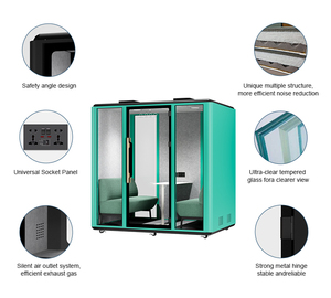 Cabine de réunion modulaire insonorisée moderne pour 4 personnes, personnalisable en usine, pour bureau à domicile, école, centre commercial - Product Image 4