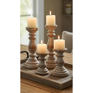 Compre un Portavelas de Estilo Antiguo con Acabado Pulido y Fabricado en Madera, Portavelas en Venta - Product Image 1