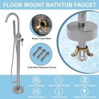 Mitigeur de bain-douche en laiton à double poignée sur pied Upc Robinet de remplissage de baignoire Jet Spray Baignoire autoportante