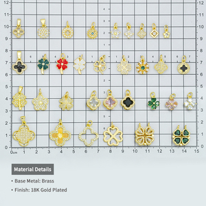 จี้รูปดอกโคลเวอร์สี่แฉกชุบทอง 18K ทำจากท<span class=keywords><strong>อง</strong></span>เหลื<span class=keywords><strong>อง</strong></span>  นำโชค  สำหรับผู้หญิง ใช้ทำเครื่<span class=keywords><strong>อง</strong></span>ประดับ DIY - Product Image 4