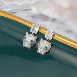 High Grade 925 <b>Silver</b> Luxury Leopard Head Earrings Full Diamond Zircon New Compact <b>Stud</b> Exquisite Design for Women Wholesale - Product Image 2