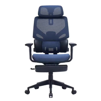 Chaise de bureau pivotante de direction à dossier haut avec appui-tête réglable, chaise ergonomique en maille avec repose-pieds