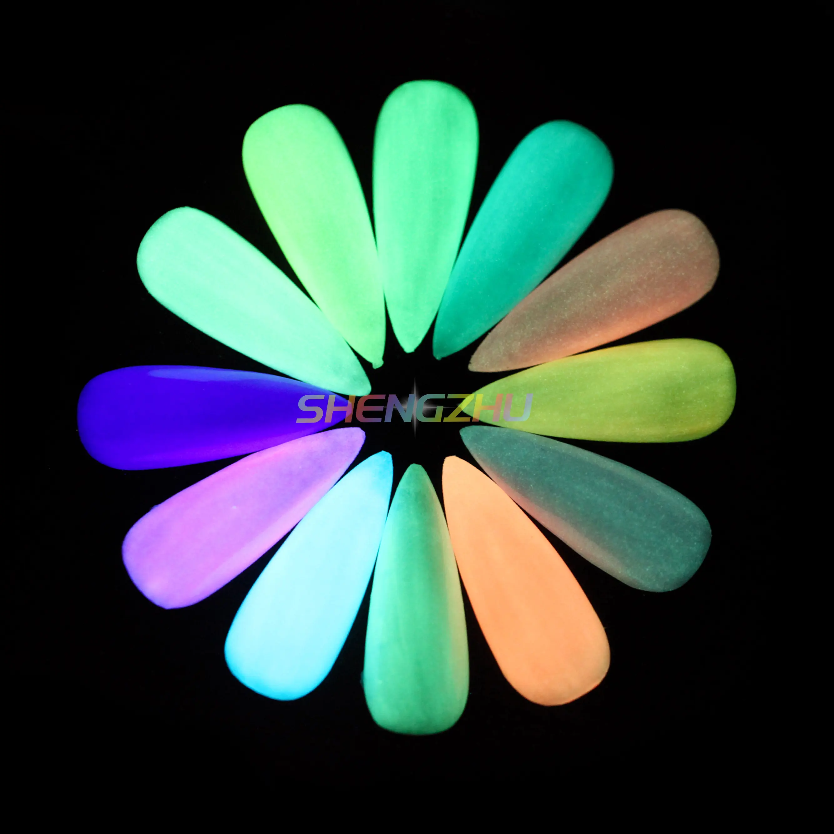 12-farben-glühende tinte photolumineszenz-beschichtung pigment epoxidharz leuchtpulver für stoffschuhe spielzeuge