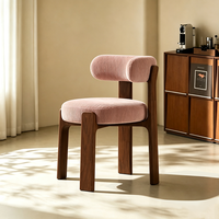 Chaise de salle à manger en bois massif, design mi-siècle, tissu imperméable et écologique, style moderne minimaliste français