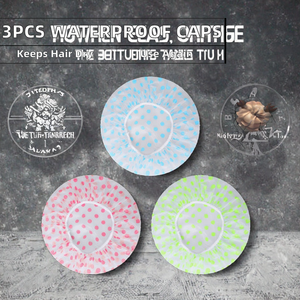 Lot <span class=keywords><strong>de</strong></span> 3 <span class=keywords><strong>bonnets</strong></span> <span class=keywords><strong>de</strong></span> bain imperméables en PE réutilisables avec bande élastique pour femmes et hommes – Idéal pour le nettoyage - Product Image 2