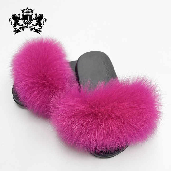 Pink Fur Slides For Girls Janefur Girl's Plush Fur Slide Slipper