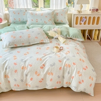 Parure de draps en fibre de polyester imprimée avec technique de tissage à points de surjet, faible MOQ, ensemble de literie avec drap plat