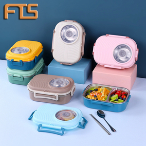 FTS bento box 3 compartment premium reusable plastic customizable korean style office lunch-box stainless steel lunch box