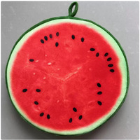 Coussin décoratif rond en peluche, motif fruit de dessin animé créatif, pastèque réaliste, coussin de dossier en éponge pour canapé, impression 3D