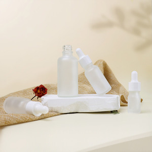 Envase Cosmético, Botella de Vidrio con Gotero de 1 oz, 30 ml, 60 ml, 100 ml, Botella de Vidrio Esmerilado con Gotero de Anillo Blanco - Product Image 3