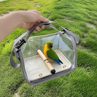 Sac de transport portable transparent pour oiseaux et animaux de compagnie, cage de voyage pour perroquets, sac pour petits animaux avec support, bâton, plateau et sangle d'épaule