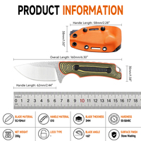 Couteau à lame fixe tactique de survie, de chasse, de camping et d'usage quotidien (EDC) avec lame en acier 5cr15 OEM, manche en G10 et étui K.