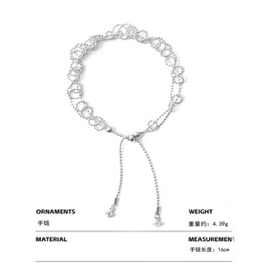 925 Silver Chain Link <b>Bracelet</b> With Crystal Rhinestone Minimalist <b>Adjustable</b> Women's Everyday Wear Jewelry - Product Image 3