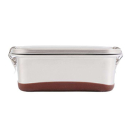 Boîte à lunch rectangulaire double couche en acier inoxydable Boîte à bento en métal Boîte à aliments hermétique