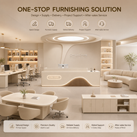 Bureau de réception moderne en MDF personnalisé pour salon de beauté, hôtel, avec éclairage LED, design pliable, armoire de rangement pour l'école et l'hôpital