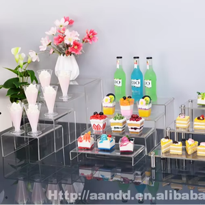 Ensemble de service de buffet moderne en acier inoxydable, présentoir à gâteaux noir, support de présentation de desserts en verre durable pour hôtels - En promotion - Product Image 2