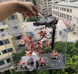 핫 세일 모던 아크릴 플라워 박스 투명 돔 속 오래가는 보존 영원한 장미 우아한 플로어 화병 선물 - Product Image 4