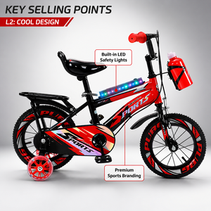 Bicicleta Infantil en Oferta, de 12 a 20 Pulgadas, con Luz y Música, Soporte para Botella de Agua, Portaequipajes Trasero, Pegatinas Láser - Product Image 4