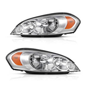 Ensemble de phares 12V 55W Neuf 2006-2016 Chevy Impala & Monte Carlo Boîtier chromé Réflecteur ambre Lentille transparente - Product Image 1