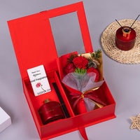 Coffret Cadeau Luxe Saint-Valentin en Gros : Bouquet de Roses Savon, Fleurs Artificielles et Diffuseur à Bâtonnets 120ml (Marque Privée)